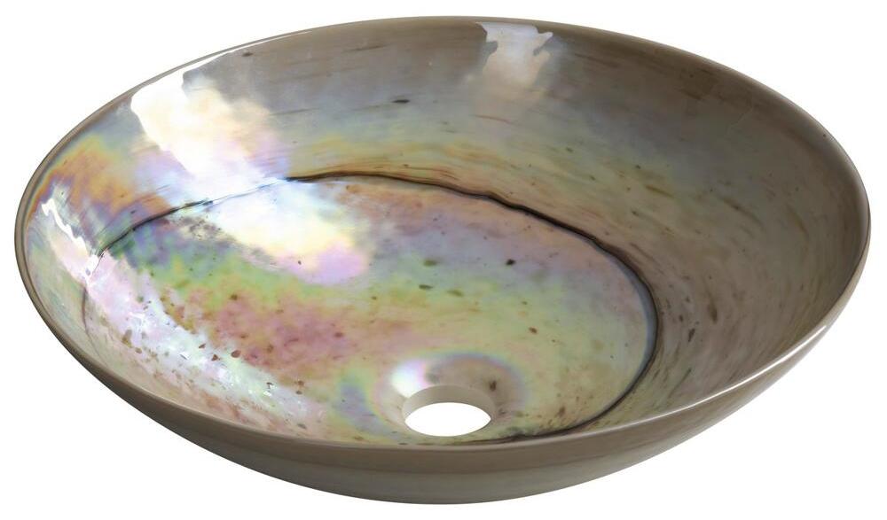 MURANO SAND Glaswaschbecken zum Aufsetzen, Durchmesser 41cm, sand