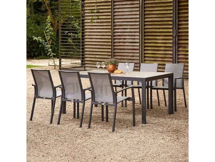 Siena Garden Velia Gartenmöbel-Set L (6 Plätze) Tisch 182x100cm Dunkelgrau