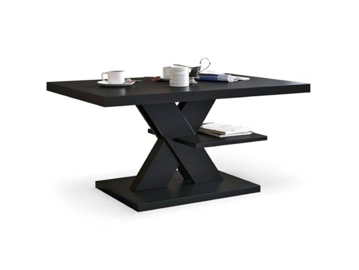 Viosimc Couchtisch, Moderner Wohnzimmertisch, Modern Möbel Wohnzimmer, Kaffeetisch, Sofatisch mit Großer Ablage, Beistelltisch für Tee und Kaffee – Coffee Table for Living Room - Schwarz