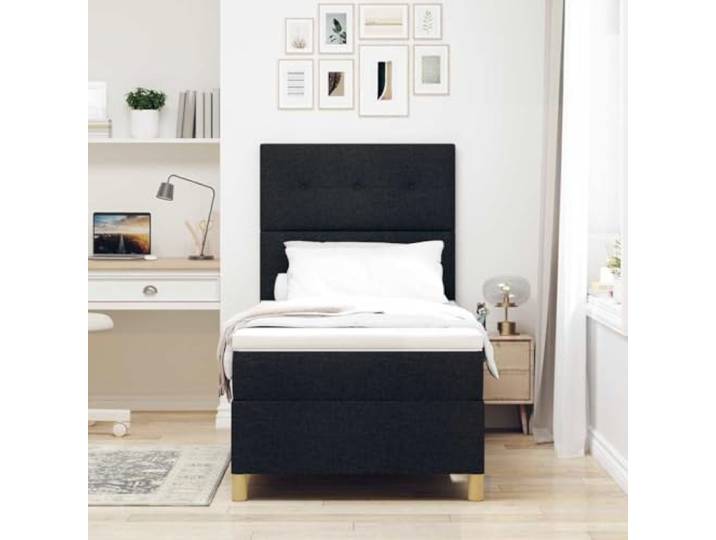 KTHLBRH Boxspringbett mit Kopfteil schwarz 90 x 200 cm Modernes Design, robuster Stoff, verstellbares Kopfteil, mittlerer Komfort