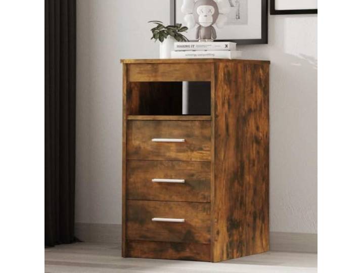 WXGTBKPR Sideboard Räuchereiche mit 3 Schubladen, Kommode für Stauraum, Kompakter Schrank 40x50x76 cm aus Holzwerkstoff