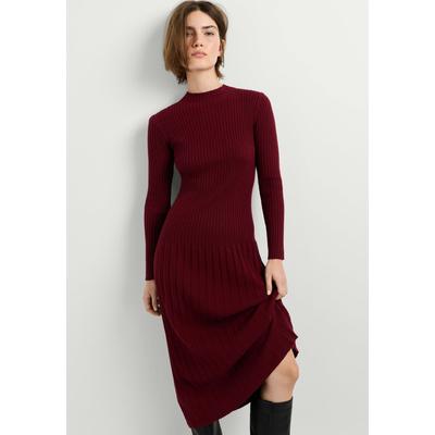 Midikleid PEPE JEANS "Midikleid ANNA DRESS", Damen, Gr. XS, Normalgrößen, bordeaux rot, 54% Baumwolle, 36% Viskose, 10% Polyamid, Kleider Midikleid