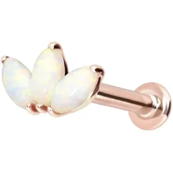 14 Karat Gold Labret mit Innengewinde LOTUSBLÜTE + SYNTHETISCHE OPALE