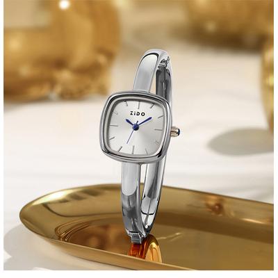 Fusion Finds Elegant Women's Bracelet Watch With Square Dial Quartz Watch Fashion Jewelry Wristwatch silver White