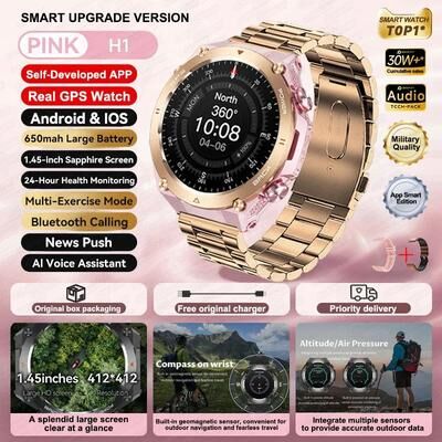 Uplift Treasures Xiaomi GPS Sports Smart Watch With Bluetooth Call gold Steel 2a gps Sports Watch