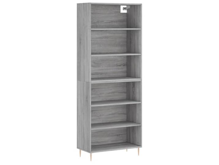 Kaorsrow Highboard Betongrau 69,5x32,5x180 cm Schrank Holzwerkstoff Moderner Beistellschrank für Wohnzimmer und Schlafzimmer mit robusten Metallbeinen und viel Stauraum für den Alltag.