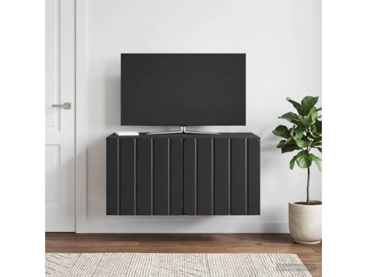 GKMBCVDFR Wandmontierter TV-Schrank 59,5 x 41 x 30 cm Schwarz Holzwerkstoff 90-Grad-Türen, moderne Optik, platzsparende Montage, pflegeleichte Oberfläche