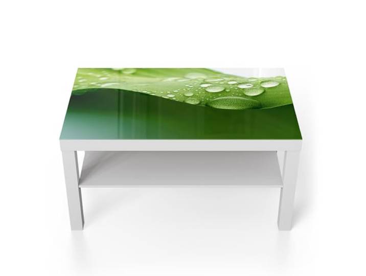 DEQORI Glastisch weiß groß 90x50 cm Motiv Tropfenfrische ausgefallener Beistelltisch aus Glas Hochglanz Couchtisch fürs Wohnzimmer moderner Couch Tisch mit Design