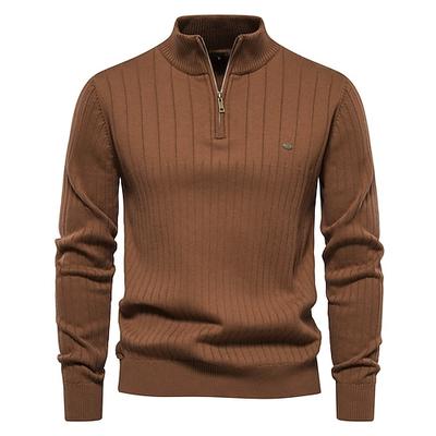 Neue herbst reißverschluss pullover pullover für männer hohe qualität warme winter stehkragen baumwolle gestrickte pullover männer