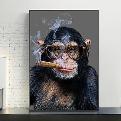 wandbilder affe raucht eine zigarre bilder an der wand kunst poster und drucke tiere nordische bilder hause wanddekoration ohne rahmen malerei kern