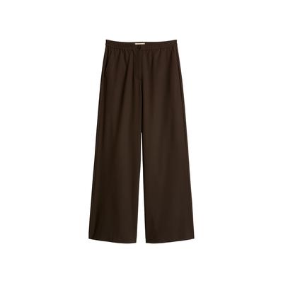 Stoffhose MARC O'POLO "MARGO WIDE", Damen, Gr. 42, N-Gr, braun, Obermaterial: 49% Polyester, 48% Viskose, 3% Elasthan, unifarben, wide leg lang, Hosen Stoffhose, in Woll-Optik, Wide Fit