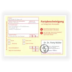 Einladungskarte 50. Geburtstag: Arztbescheinigung in Creme