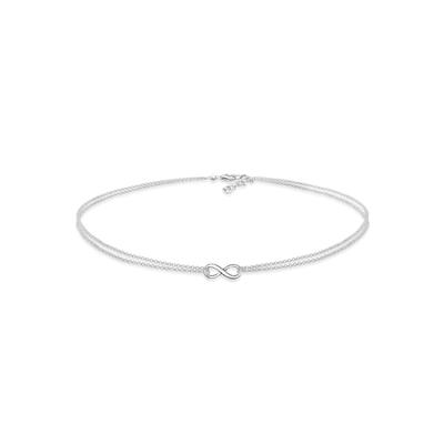 Choker ELLI "Halskette Choker Erbskette Infinity Unendlichkeit 925 Silber" Gr. 36, silber, Halsketten, Damen, ohne Stein, Silber 925 (Sterlingsilber)