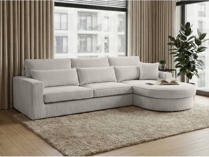 Beautysofa Ecksofa Pablo mit abgerundeter Ottoman, Polsterecke im modernen Design, viele Farben, mit Kissen