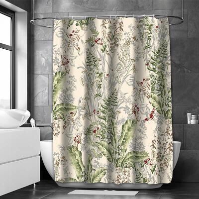 LightInthebox Shower Curtain with Hooks 180cm180cm(7070)Suitable for Separate Wet and Dry Zone Divide Bathroom Waterproof Oil-proof Floral Botanical Landscape