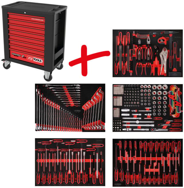 Composition pour servante d’atelier Performanceplus P15 avec 262 outils pour 5 tiroirs KS Tools (815.5262)