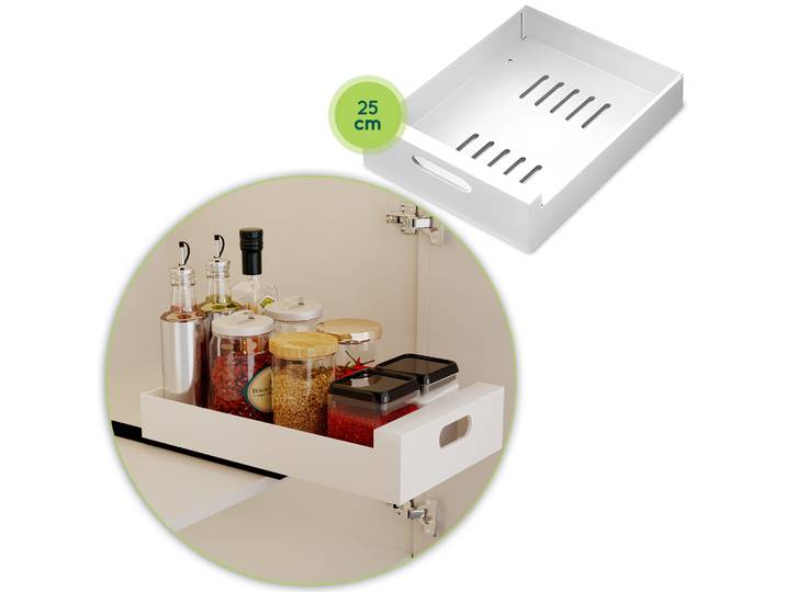 XIVADA Keukenkast organizer - Schuiflade - Aluminium - 25 cm - Wit