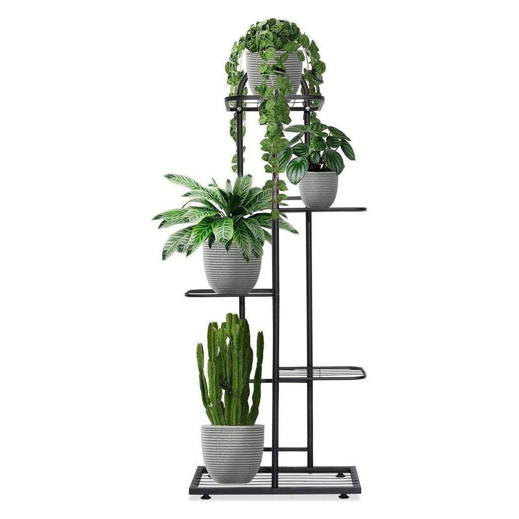 Vilde Kwietnik 5-poziomowy na doniczki metalowy czarny 107 cm (48012151)
