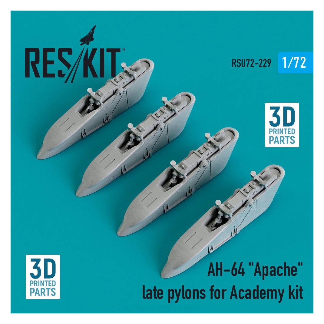 ResKit AH-64 Apache late pylons for Academy kit (3D Printed) (RSU72-0229)
