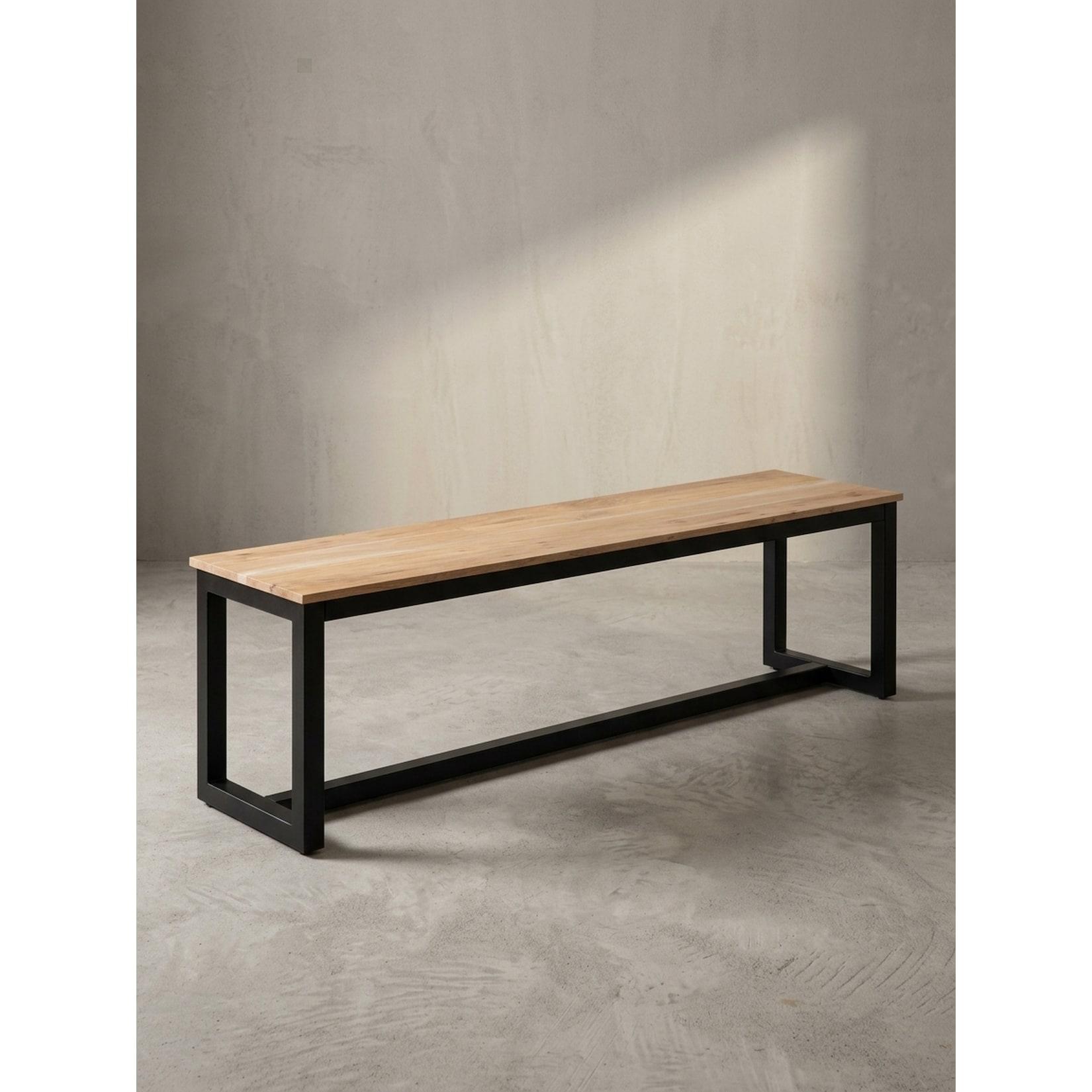 Esszimmerbank Massivholz Metall Loft-Stil ohne Lehne, Akazie 120x40x45 cm