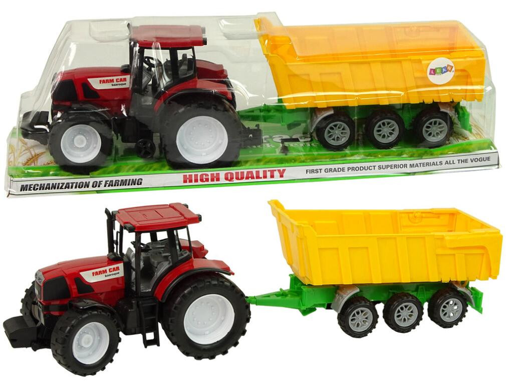Lean Toys Tractor met Gele Kipper - Rood - 50 cm