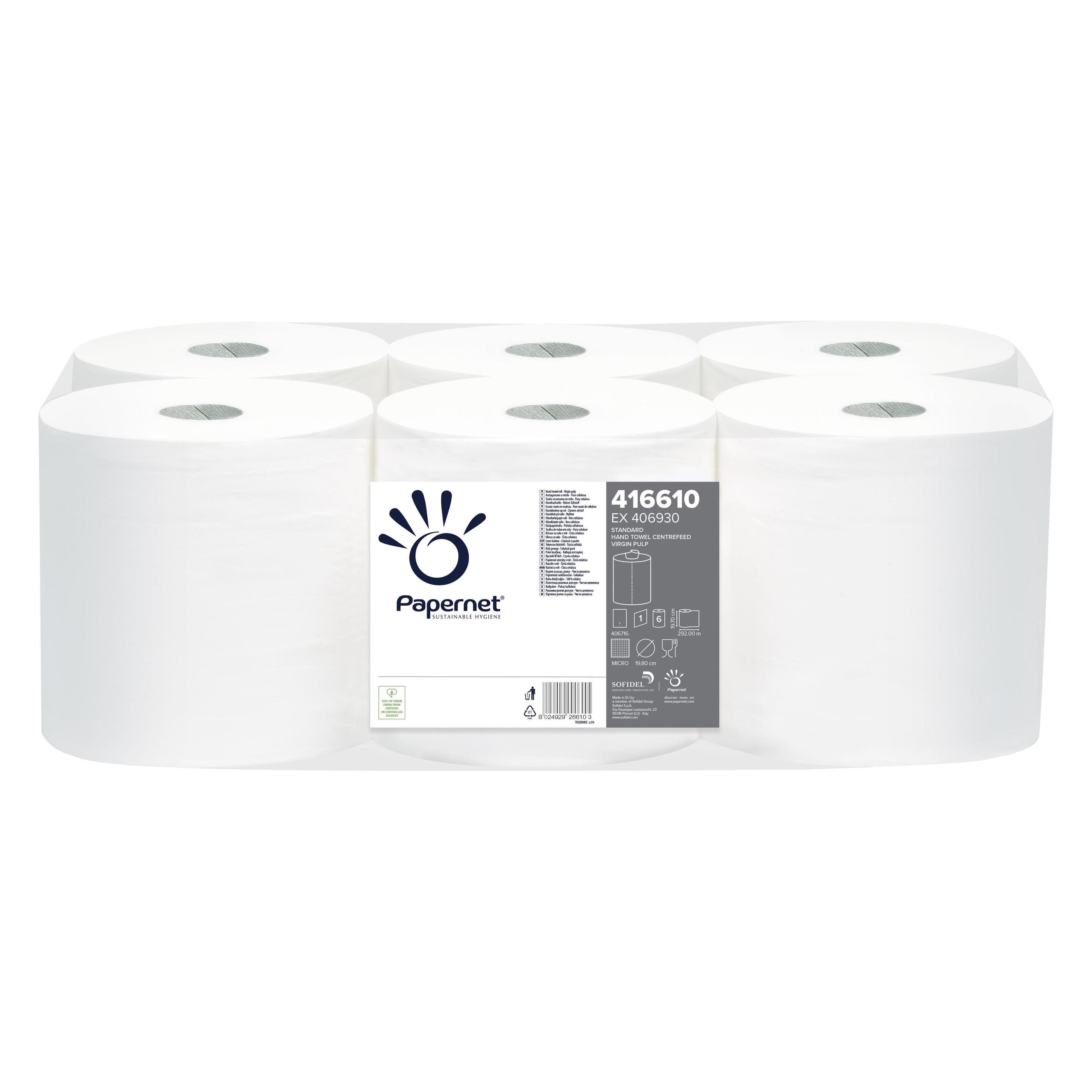 Papernet Handtuchrollen Werra Recycling hochweiss 20 cm x 292 m 6 Rollen/Paket, Innenabwicklung, 1-lagig, gep (416610)