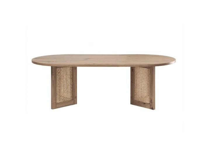 Table basse ovale avec piètements rotin l120 cm