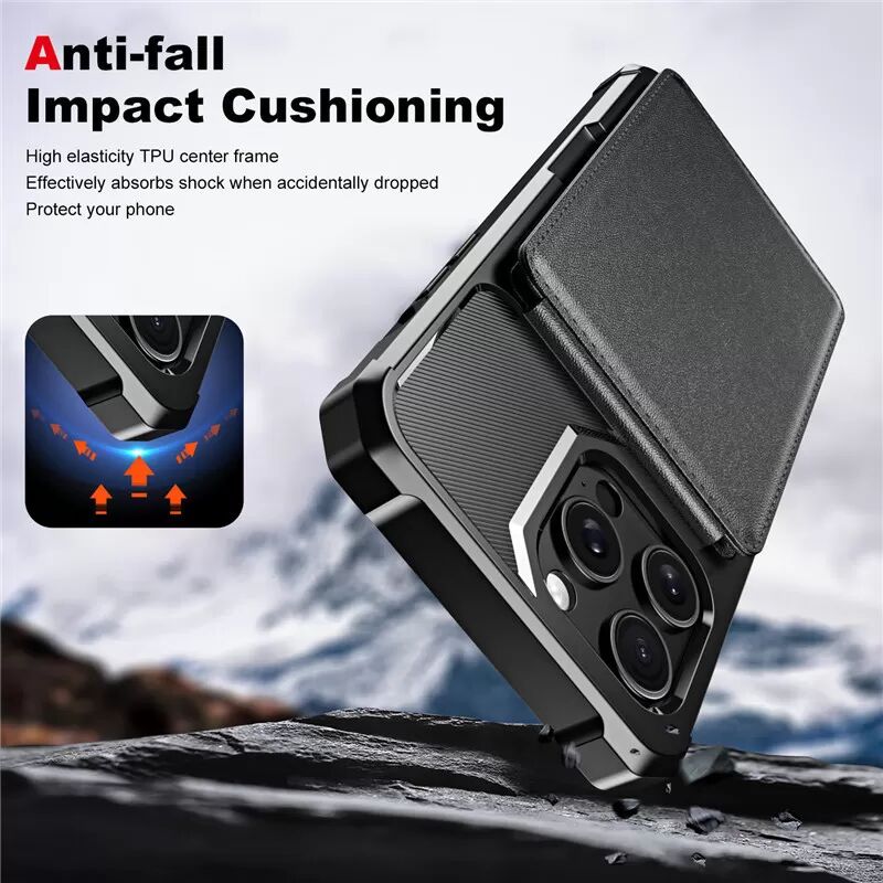 INF Étui portefeuille noir élégant pour iPhone 15 iPhone15