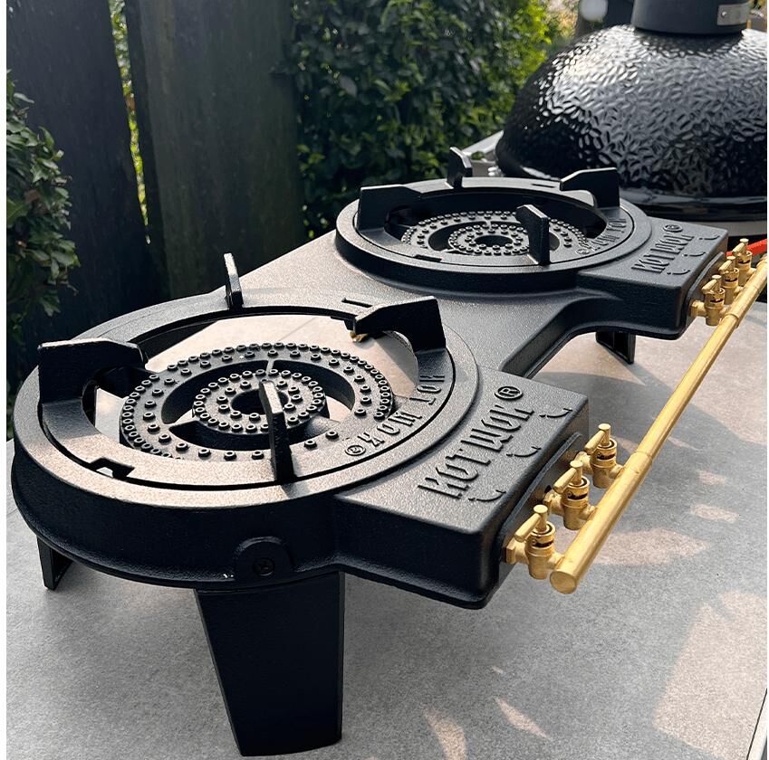 Gasgrill "Hot Wok Double 2 x 10 kW mit Flachbrennern, ohne Set", schwarz, B:0cm H:0cm T:0cm, Grills, Gasgrill schwarz B/H/T: 0cm x 0cm