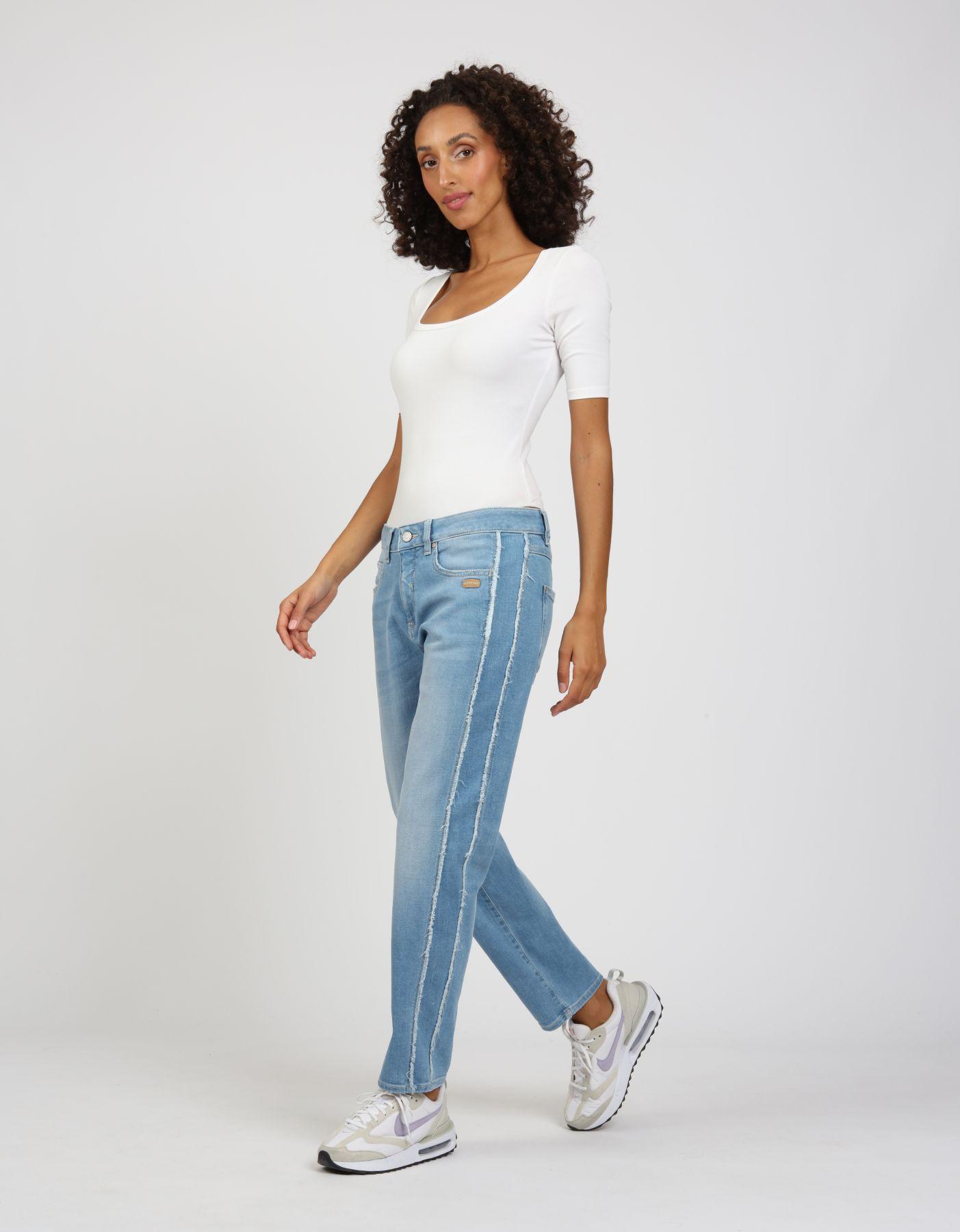 94NADIA STRIPE - cropped boyfriend fit Jeans