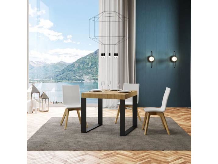 Table - TECNO - TECNO 90X90 - Chêne massif - Carrée 90x90 cm - Extensible jusqu'à 246 cm