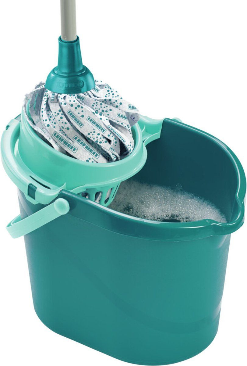 Leifheit Classic Mop Set met 12L Emmer en 3-delige Steel - Turquoise