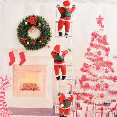 Multisell Products Hub Doll Christmas Tree Hanging Decoration, Christmas Santa Claus Climbing Ladder, Indoor Door Wall Christmas Pendant 3 Ladder