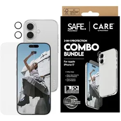 PanzerGlass Safe. Care 3.in-1 Fashionable Combo Bundle (1 Stk., Apple iPhone 17), Smartphone Schutzfolie, Transparent