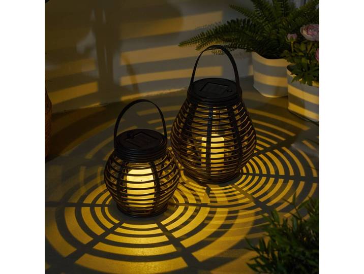 Pauleen Sunshine Glow LED-Solarlaterne, 2 Stück, schwarz, Kunststoff, Junges Wohnen, Solarleuchte