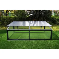 OUTFLEXX Hochbeetaufsatz mit Schiebetüren, anthrazit, Alu/Polycarbonat, 176x86x60 cm, pulverbeschichtet