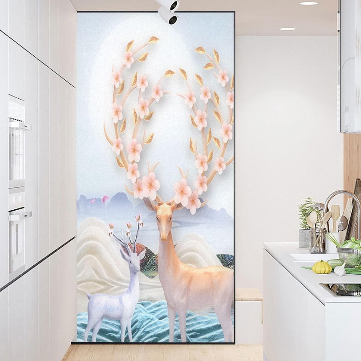 Herbruikbare privacy raamfolie met roze bloemen decoratie - 70 x 120 cm