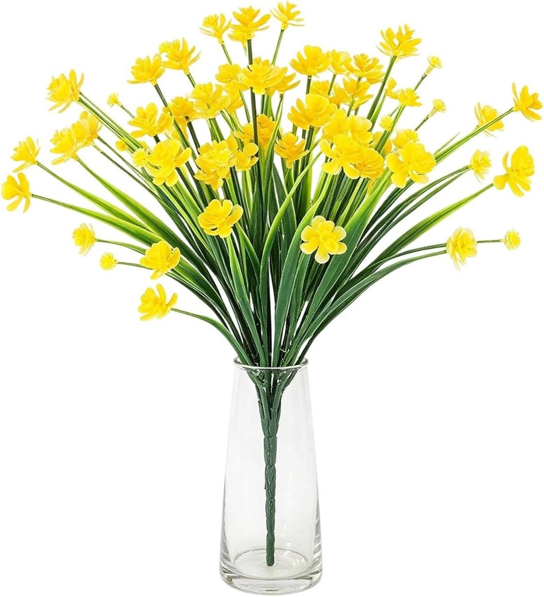 Geel Kunstbloemen Viooltjes - UV-bestendige Decoratieve Buitenbloemen - 32,5 x 12 cm