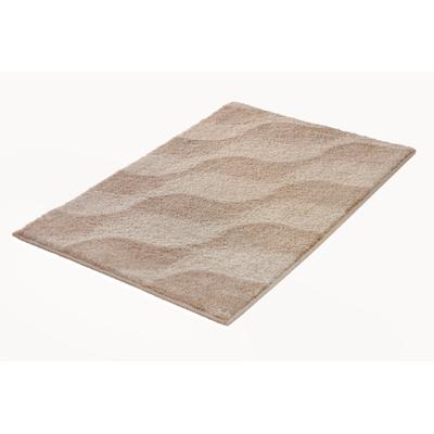 Badematte KLEINE WOLKE "»Onda«, Badvorleger, Badezimmer Teppich", beige (macadamia), H:15mm, Polyacryl, Badematten, Badematte, Badteppich, modernes Ton in Ton Wellendesign, flauschig