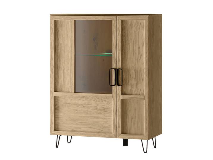 Feldmann-Wohnen Standvitrine Limbo Eiche Artisan 95 / 42 / 124cm, Braun, Holz, Rechteckig, 95x124x42 cm, Esszimmer, Vitrinen, Vitrinenschränke