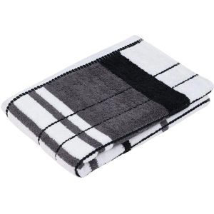 Gözze Handtuch Strandtuch Berlin Streifen, anthrazit-schwarz, Duschtuch mit Bordüre, 100% Baumwolle, 470 g/m², 70 x 140 cm