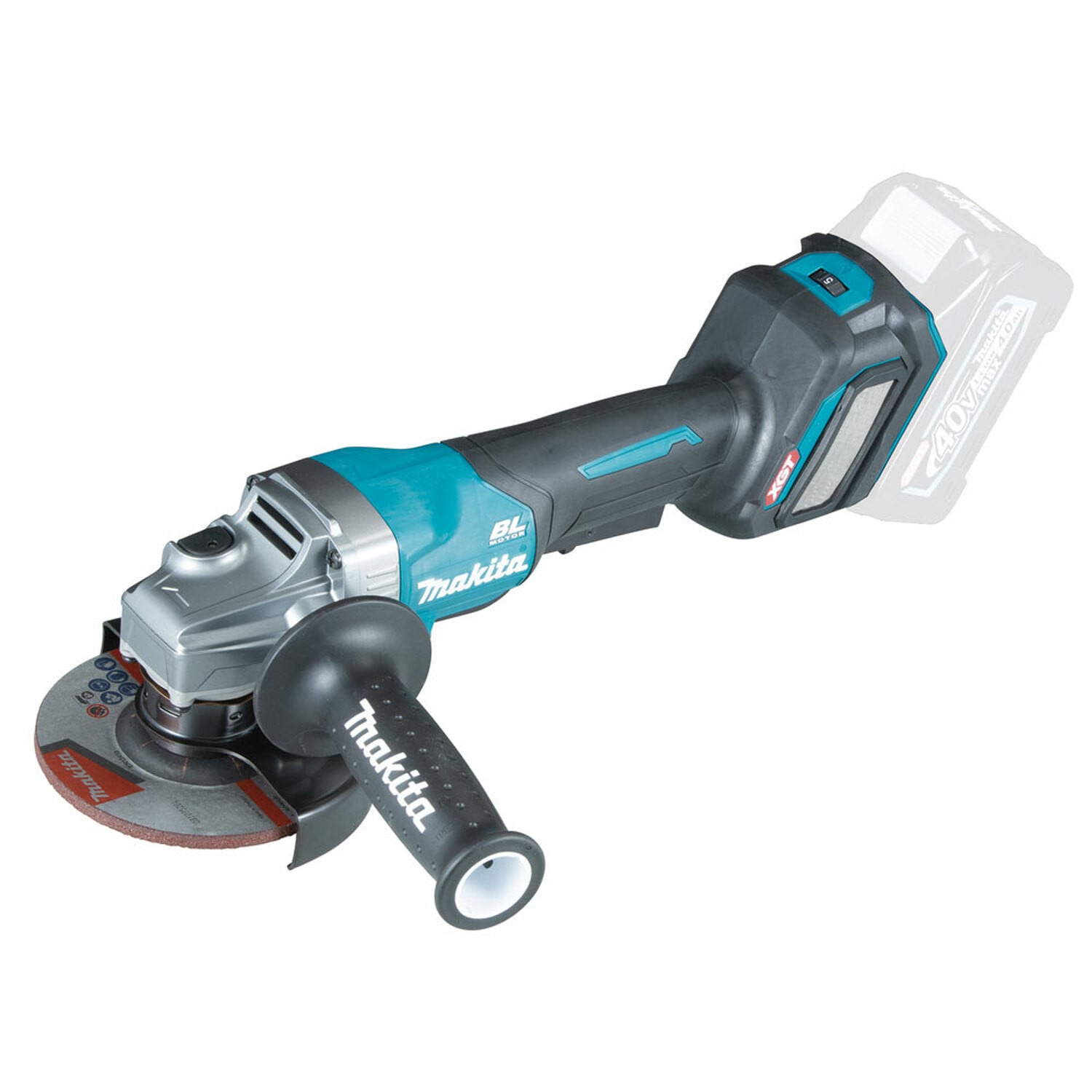 Makita accu-haakse slijper XGT 40 V max, 125 mm, 3.000 - 8.500 tpm