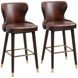 HOMCOM 2er-Set Barhocker Barstuhl Bistrohocker Esszimmerstuhl mit Fußstütze PU