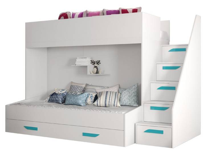 ABIKS MÖBEL Etagenbett PARTY 16 Hochbett für Kinder, Jugendliche mit Stauraum
