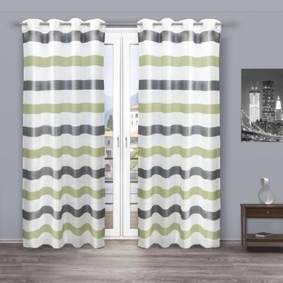 Gardine DECOLIFE "Liko" Gr. 1, grün (grau, grün, weiß), B:135cm H:245cm, Wirkware, Polyester, Gardinen, Gardine, Ösenschal Liko grau-grün gestreift