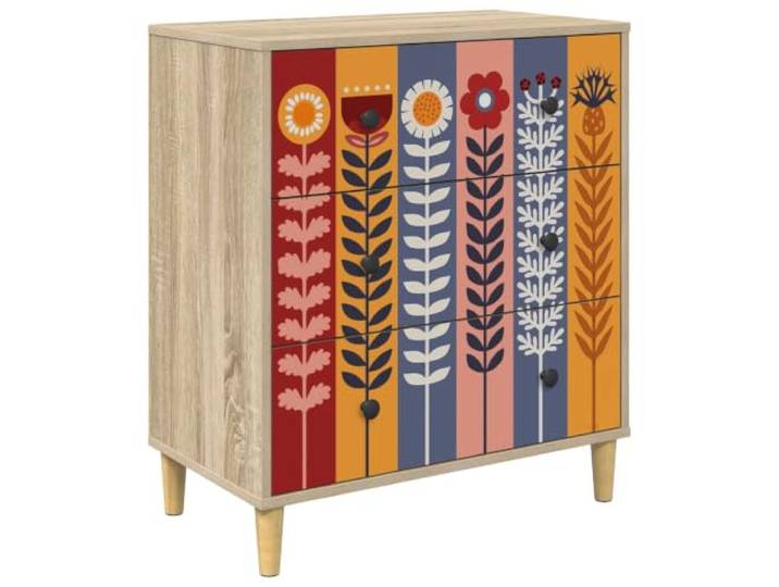 QINXIXINAIXI Kommode Essen Sonnenblumenmuster 66 x 36,5 x 75 cm Sonoma Holzwerkstoff, verstärkte Struktur, erhöhte Füße, Sonnenblumenmuster, Schlafzimmer, Wohnzimmer, Flur, Ankleidebereich