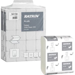Katrin Toilettenpapier Plus Toilet folded, Bulk Pack, 56156, 2-lagig, Tissue, 250 Blatt, 40 Pack