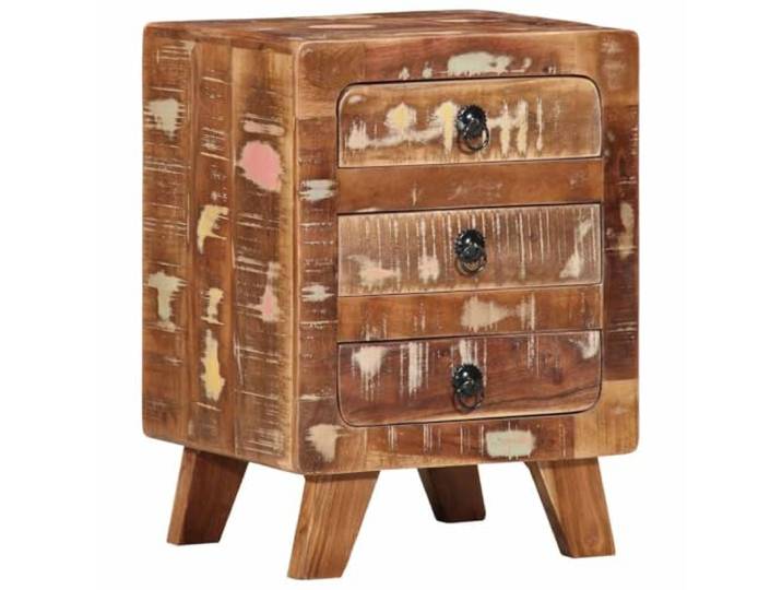 HEFZGDB Nachttisch aus recyceltem Massivholz Altholz 37x32x50 cm mit robuster Platte und reichlich Stauraum für Schlafzimmer Einrichtungsideen