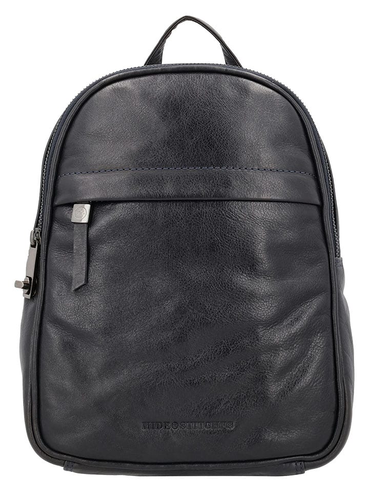 HIDE & STITCHES Leder-Rucksack in Dunkelblau - (B)20 x (H)27 x (T)12 cm - onesize