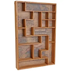 Mendler Setzkasten HWC-F35, Wandregal Sammlerkasten, Shabby-Look Vintage 70x45x8cm